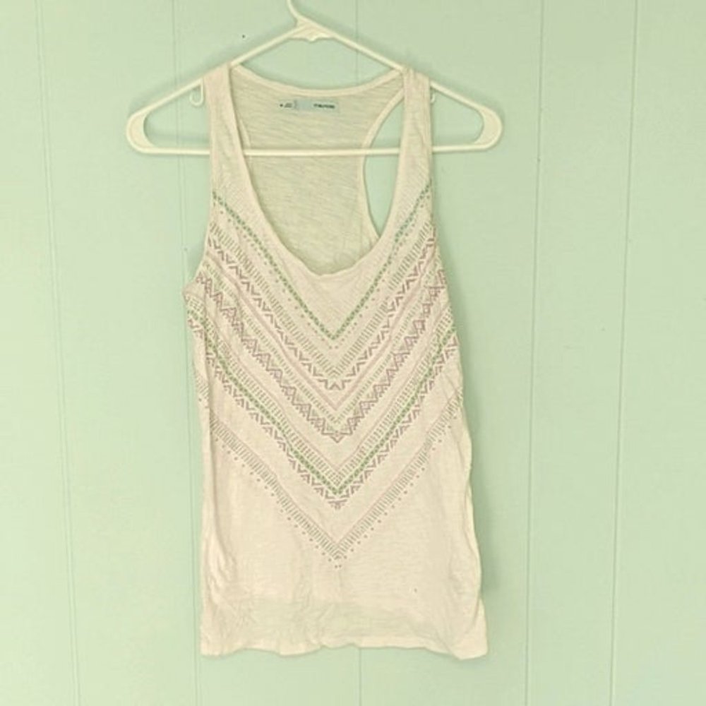 White Beaded Tank Top Size Medium